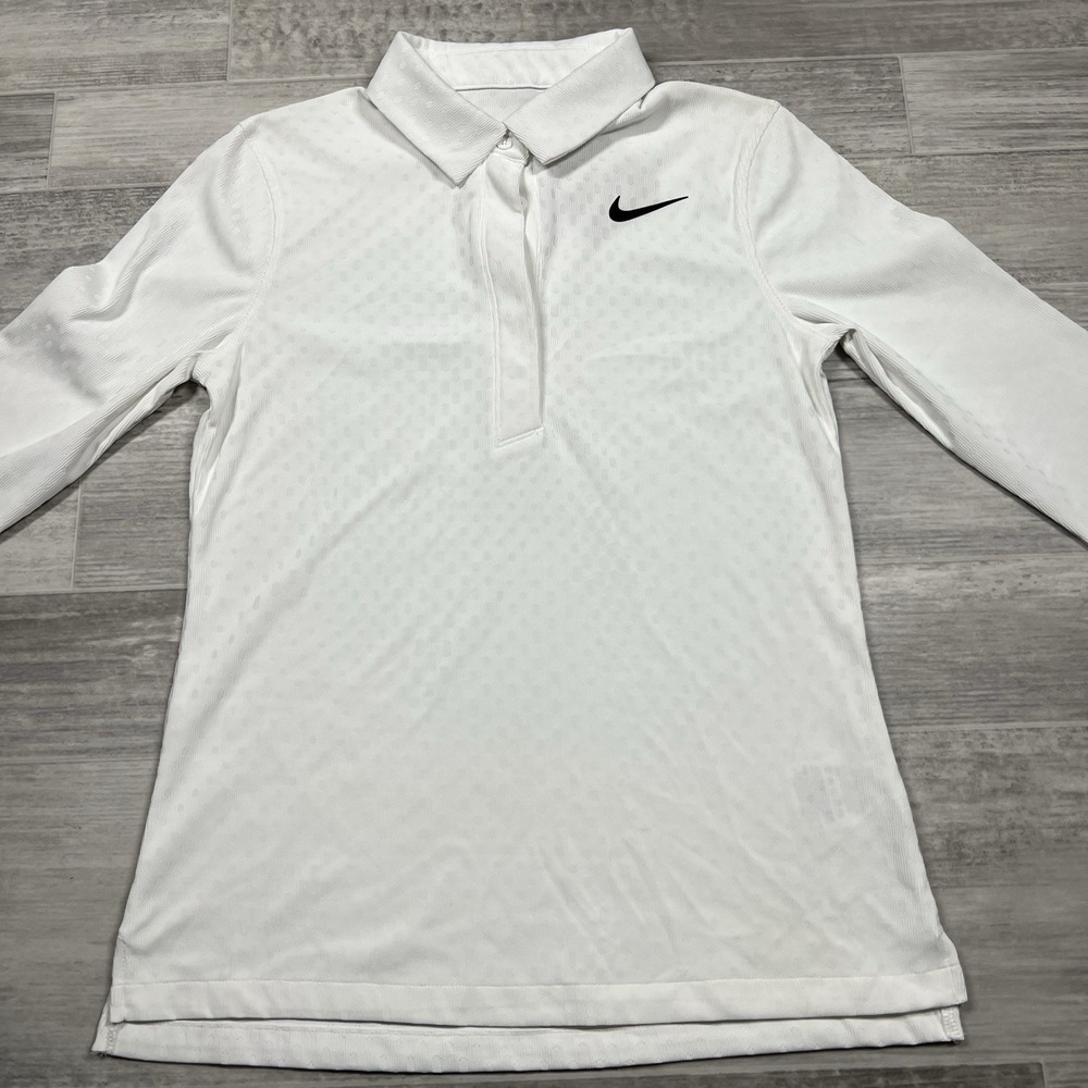 Nike Tour Women's‎ XS Dri-FIT ADV Long Sleeve White Golf Polo FD5432-100 NEW